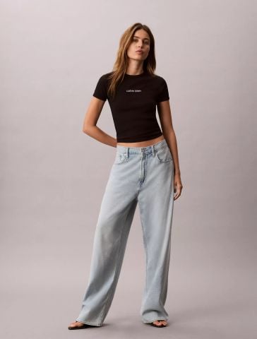 Calvin Klein - Áo Thun Tay Ngắn Nữ Contour Rib Logo Ringer Tee