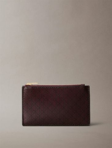 Calvin Klein - Ví cầm tay nữ Allover Monogram Logo Top Zip Card Case