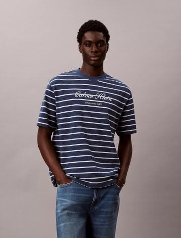 Calvin Klein - Áo Thun Tay Ngắn Nam Stripe Casual Pique