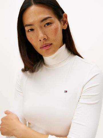 Tommy Hilfiger - Áo dệt kim tay dài nữ Ribbed Slim Long Sleeve Turtleneck Top