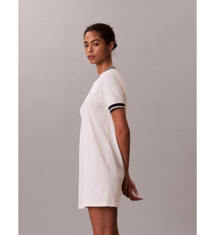 Calvin Klein - Đầm dệt kim Nữ Short Sleeve Cotton Monogram Stripe