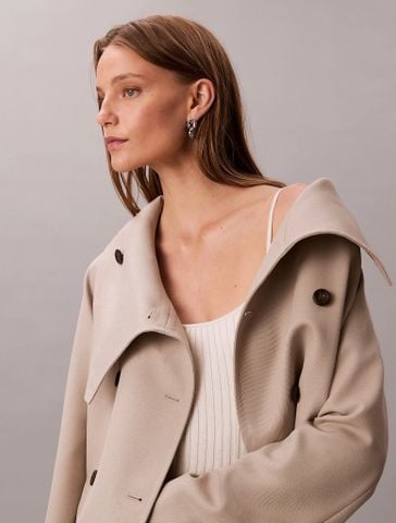 Calvin Klein - Áo Trench Coat Nữ Cropped Wool Trench - 4