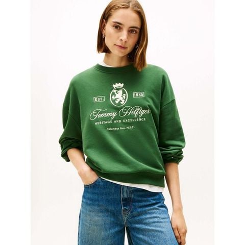 Tommy Hilfiger - Áo nỉ tay dài nữ Varsity Crest Terry Sweatshirt