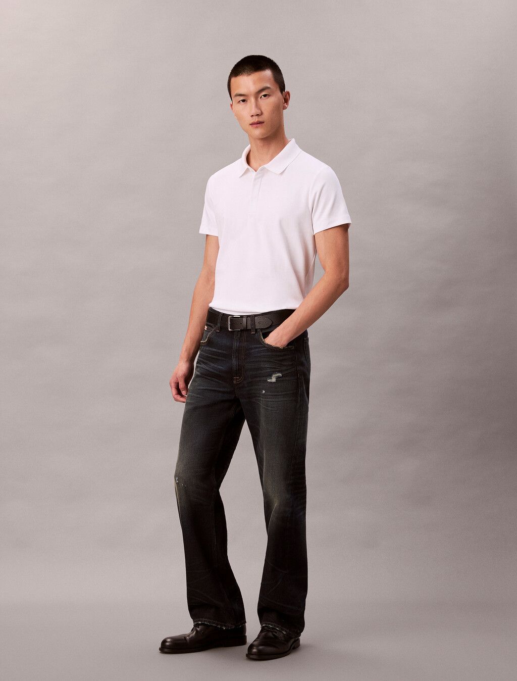 Calvin Klein - Áo polo tay ngắn nam Luxe Slim Polo
