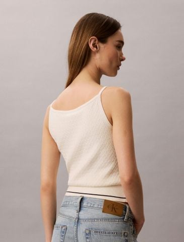 Calvin Klein - Áo Len Nữ Sl Woven Monologo Cable Knit Tank