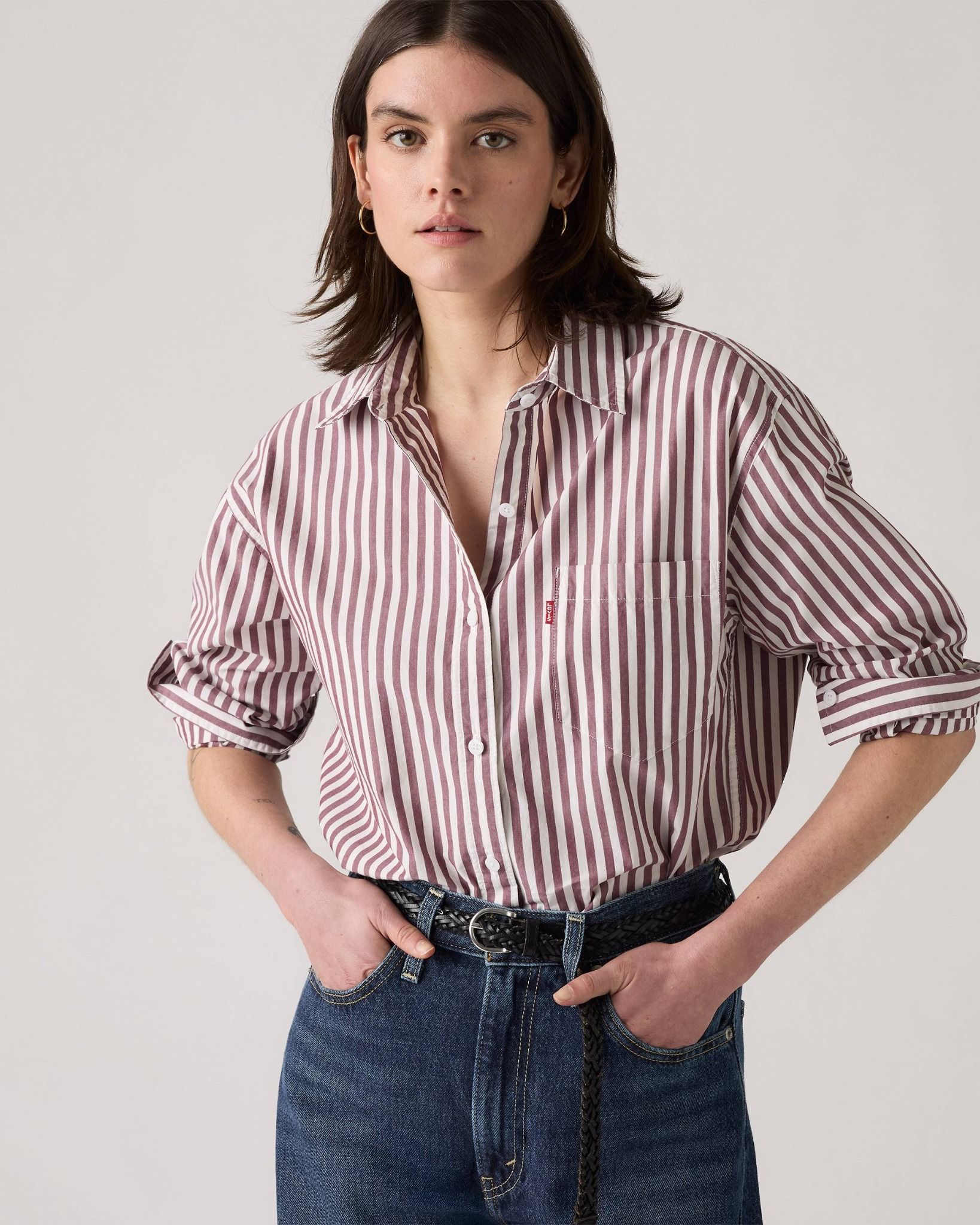 Levi's - Áo sơ mi tay dài nữ Harlie Boyfriend Shirt - Brown