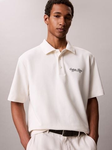 Calvin Klein - Áo Thun Có Cổ Nam Script Logo Graphic Pique Relaxed Polo Shirt