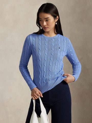 Ralph Lauren - Áo Len Nữ Cable-Knit Cotton Crewneck Sweater