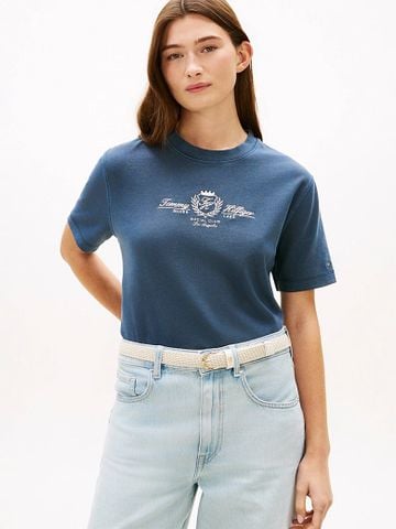 Tommy Hilfiger - Áo Thun Tay Ngắn Nữ Crest Logo Embroidery Relaxed T-Shirt