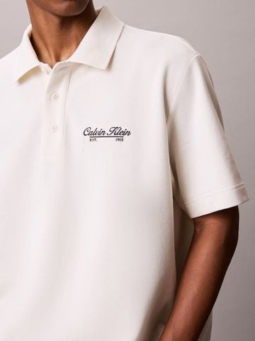 Calvin Klein - Áo Thun Có Cổ Nam Script Logo Graphic Pique Relaxed Polo Shirt