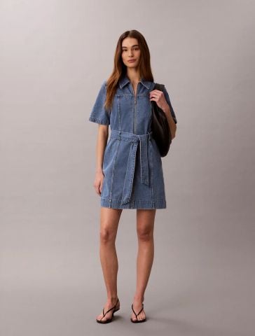 Calvin Klein - Đầm Sơ Mi Nữ Belted Shirt Dress Radio Blues