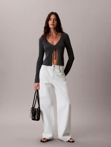 Calvin Klein - Áo Cardigan Nữ Linen Blend Tie Front Cardigan