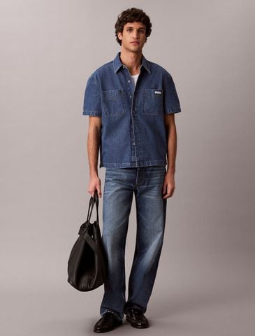 Calvin Klein - Áo Sơ Mi Nam Boxy Denim Short Sleeve Shirt
