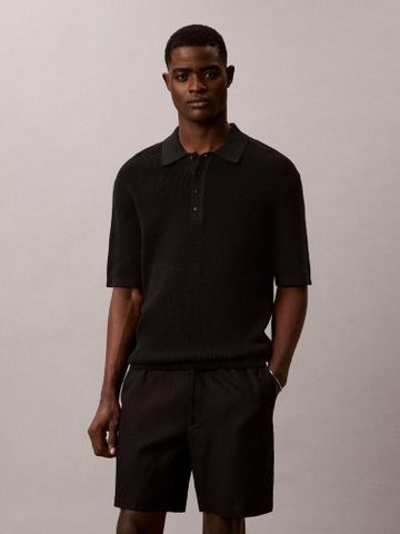 Calvin Klein - Áo Thun Có Cổ Nam Smooth Cotton Waffle Sweater Polo Shirt