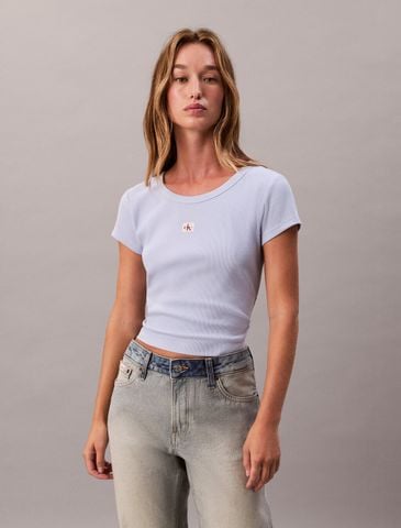 Calvin Klein - Áo thun dệt kim nữ Cotton Stretch Rib Baby Tee