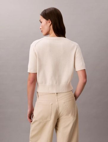 Calvin Klein - Áo Len Tay Ngắn Nữ Monogram Cropped Sweater