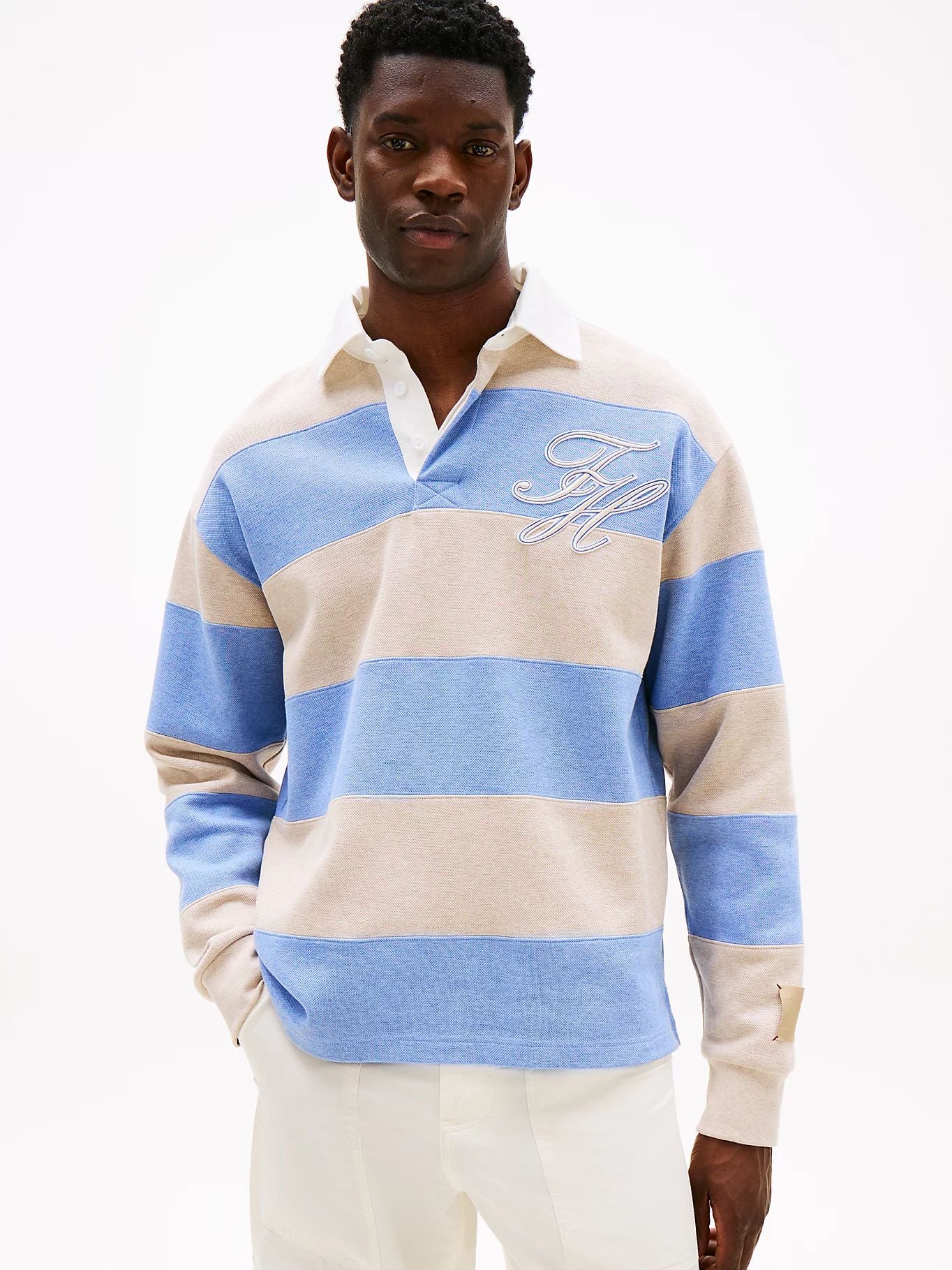 Tommy Hilfiger - Áo thun tay dài nam Stripe Relaxed Fit Rugby Shirt