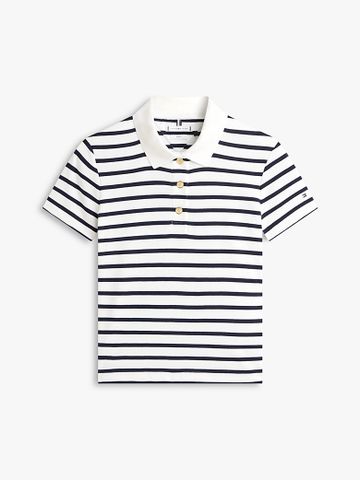 Tommy Hilfiger - Áo Thun Có Cổ Nữ Slim Fit Gold-Tone Button Polo Shirt