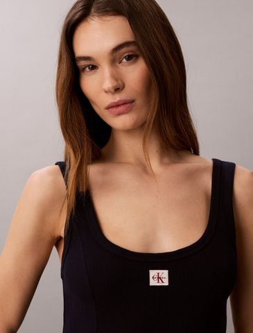 Calvin Klein - Đầm Mini Nữ Monogram Label Rib Knit Mini Dress