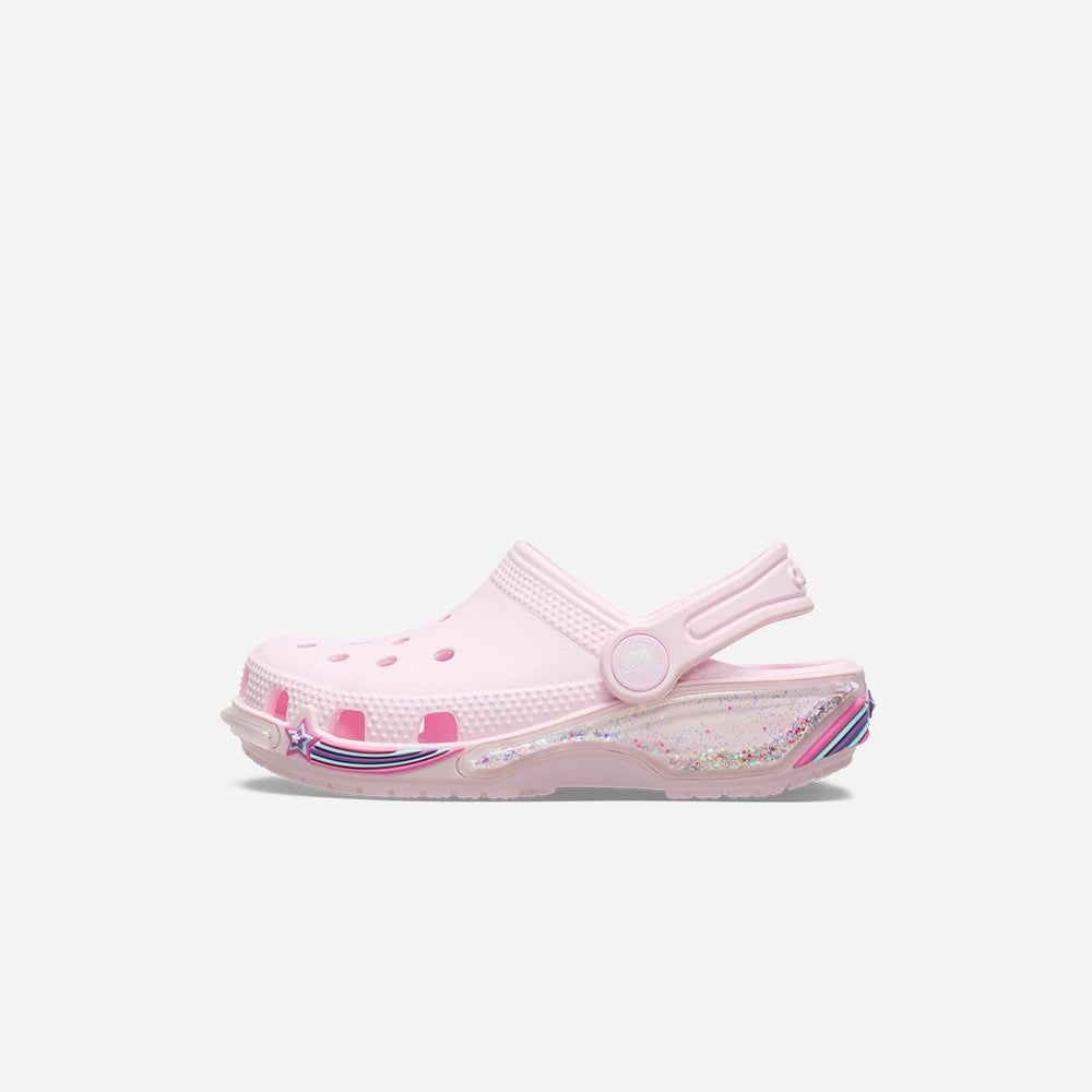 Crocs - Xăng đan trẻ em Classic Star Sparkle Shaker Clog Pink Milk Lifestyle