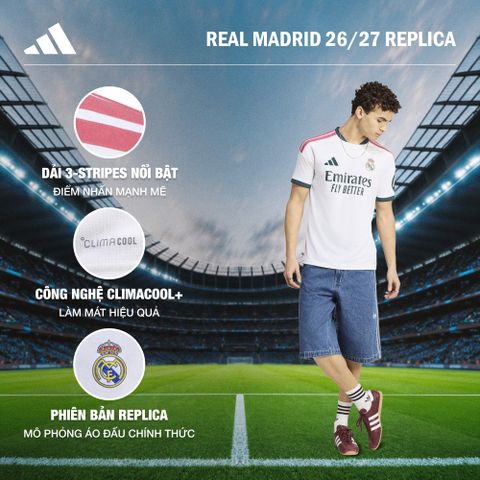 Adidas - Áo Tay Ngắn Thể Thao Nam Real Madrid 26/27 Replica - 4