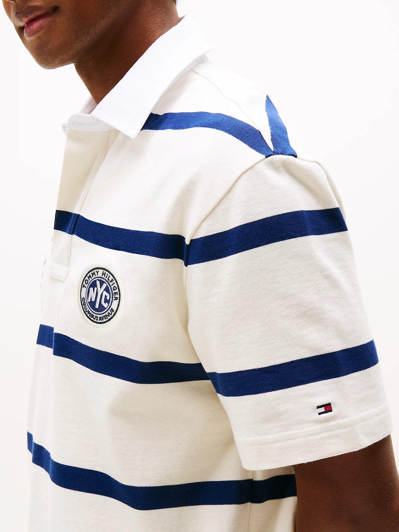 Tommy Hilfiger - Áo thun có cổ polo tay ngắn nam Athleisure Relaxed Rugby Stripe Polo Shirt