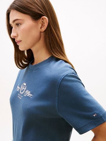 Tommy Hilfiger - Áo Thun Tay Ngắn Nữ Crest Logo Embroidery Relaxed T-Shirt