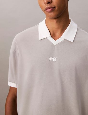 Calvin Klein - Áo polo nam Sport Monogram Logo Classic Polo Shirt