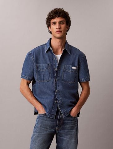 Calvin Klein - Áo Sơ Mi Nam Boxy Denim Short Sleeve Shirt