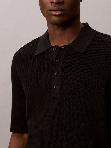 Calvin Klein - Áo Thun Có Cổ Nam Smooth Cotton Waffle Sweater Polo Shirt