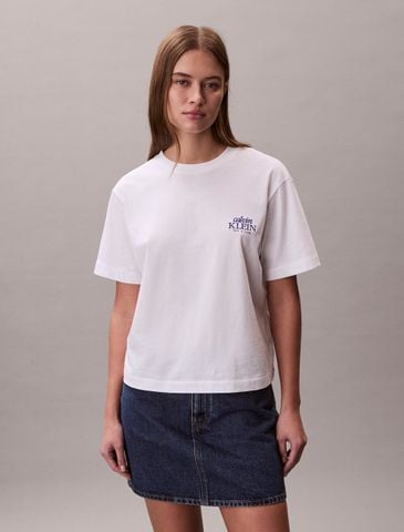 Calvin Klein - Áo Thun Tay Ngắn Nữ Relaxed Embroidered Logo T-Shirt