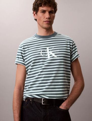 Calvin Klein - Áo Thun Tay Ngắn Nam 20S Stripe Jersey Monologo