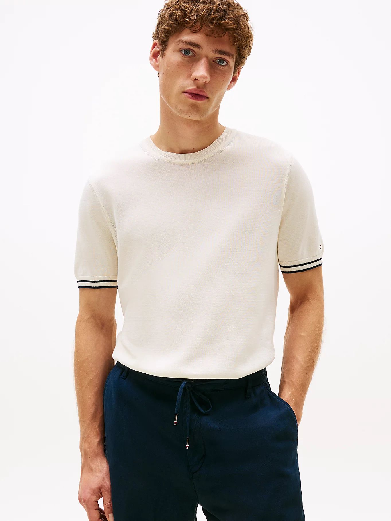 Tommy Hilfiger - Áo thun tay ngắn nam Smart Casual Tipped Cuff T-Shirt