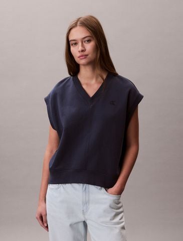 Calvin Klein - Áo Nỉ Nữ Sl Monogram V Neck Cotton Terry Vest