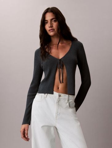 Calvin Klein - Áo Cardigan Nữ Linen Blend Tie Front Cardigan - 3