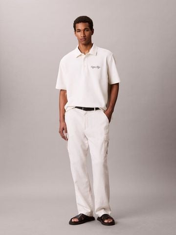 Calvin Klein - Áo Thun Có Cổ Nam Script Logo Graphic Pique Relaxed Polo Shirt