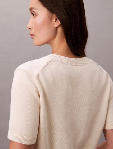Calvin Klein - Áo Len Tay Ngắn Nữ Monogram Cropped Sweater