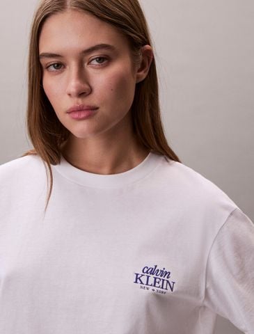 Calvin Klein - Áo Thun Tay Ngắn Nữ Relaxed Embroidered Logo T-Shirt