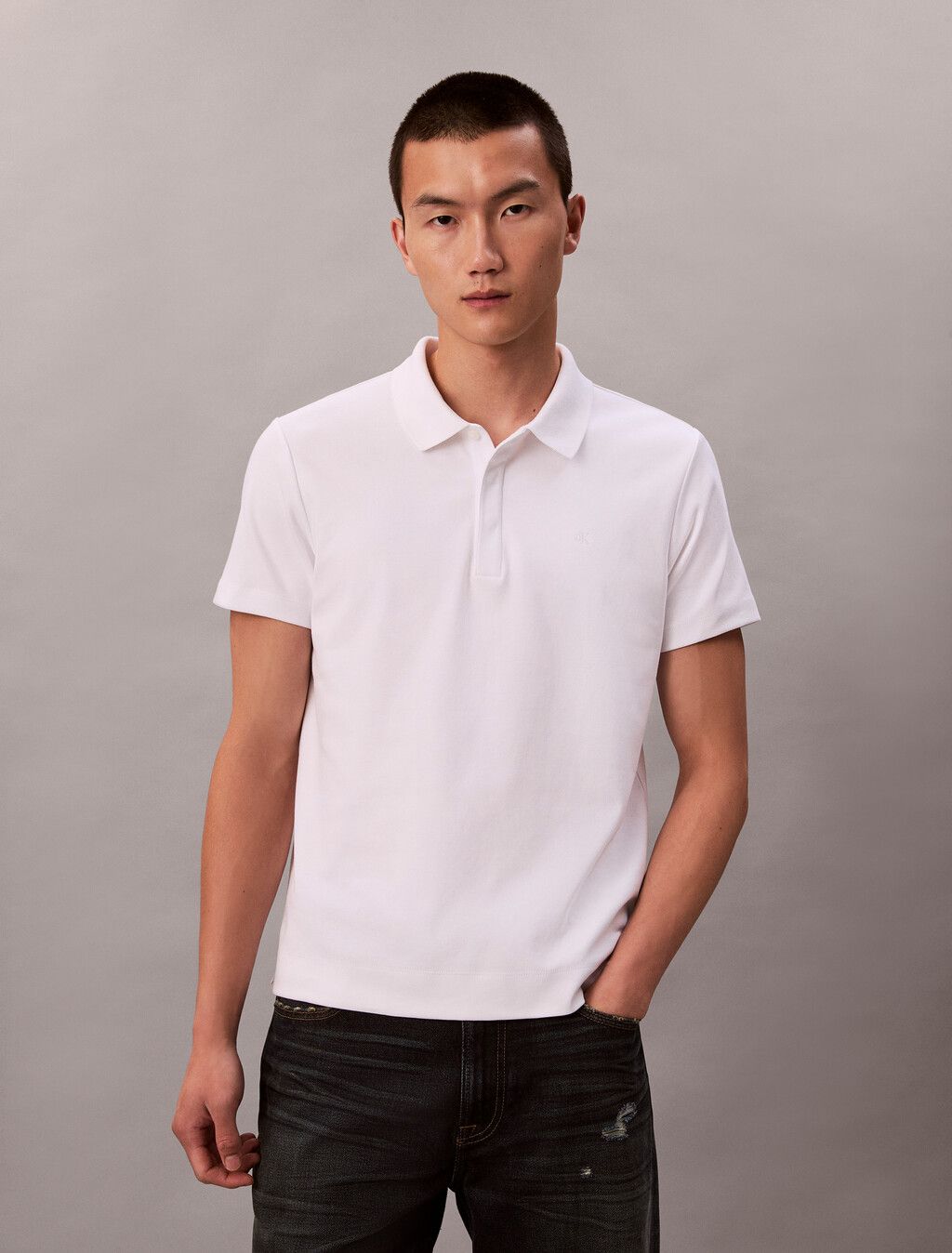 Calvin Klein - Áo polo tay ngắn nam Luxe Slim Polo