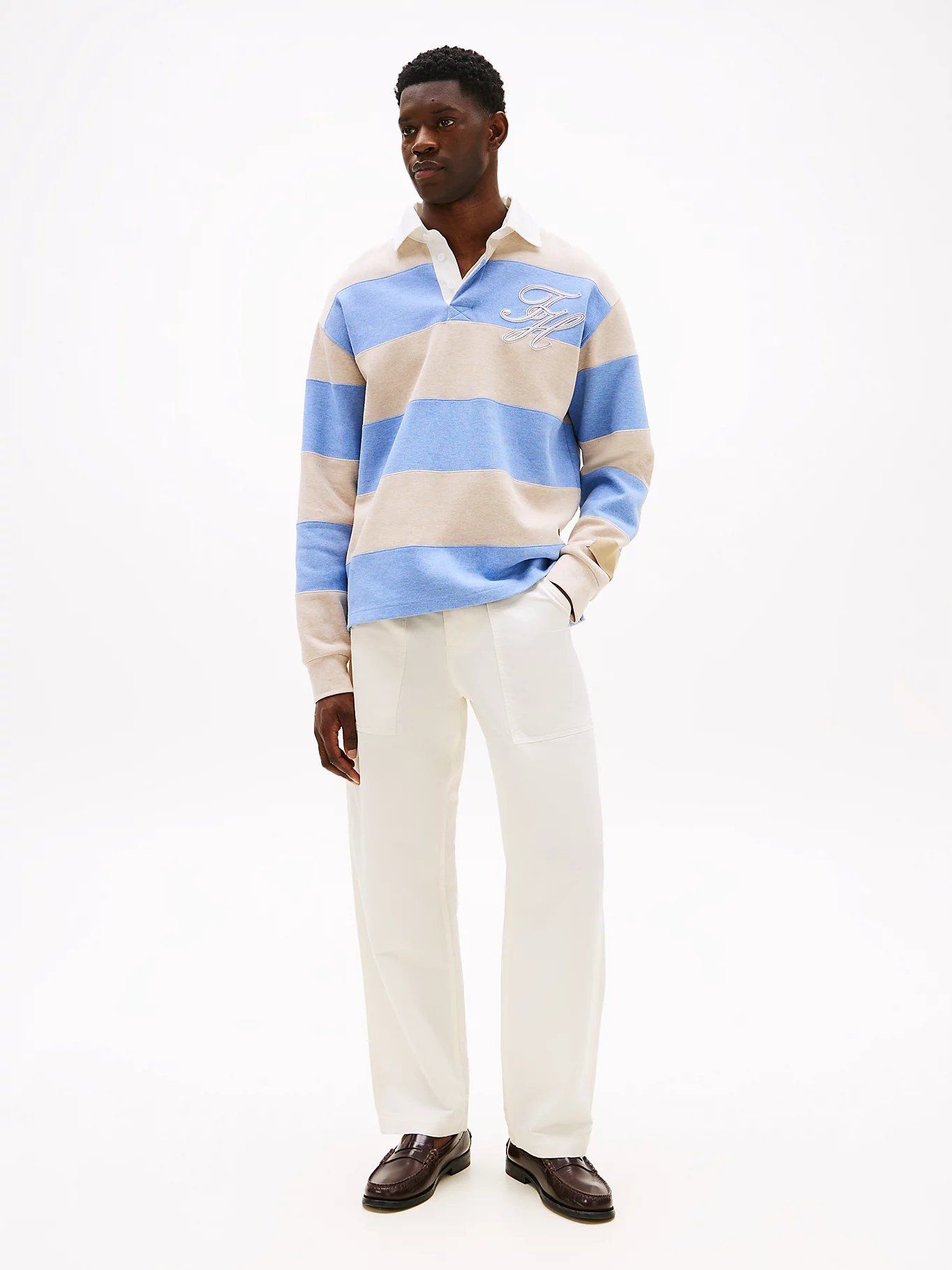 Tommy Hilfiger - Áo thun tay dài nam Stripe Relaxed Fit Rugby Shirt