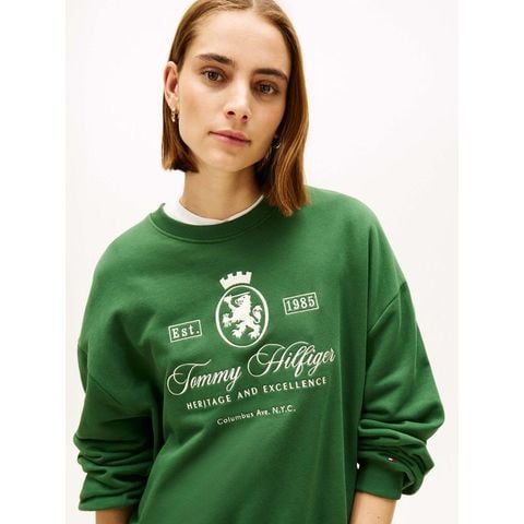 Tommy Hilfiger - Áo nỉ tay dài nữ Varsity Crest Terry Sweatshirt