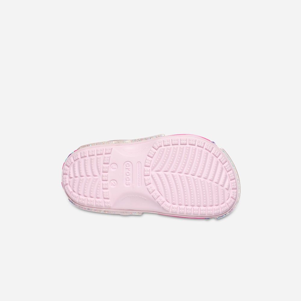 Crocs - Xăng đan trẻ em Classic Star Sparkle Shaker Clog Pink Milk Lifestyle