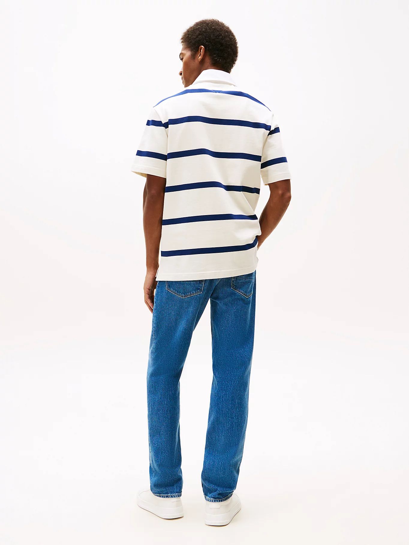 Tommy Hilfiger - Áo thun có cổ polo tay ngắn nam Athleisure Relaxed Rugby Stripe Polo Shirt