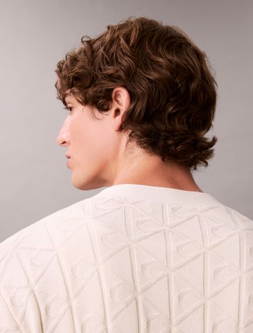Calvin Klein - Áo khoác len nam Allover Emblem Logo Relaxed Cardigan - 4