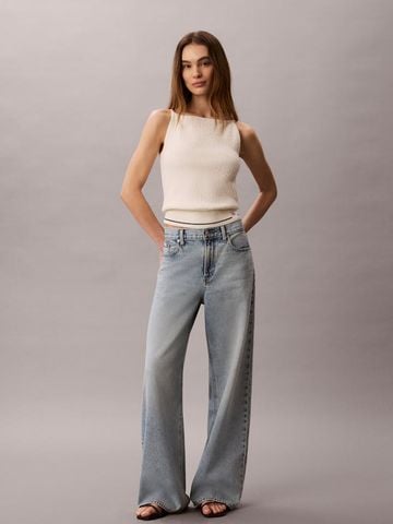 Calvin Klein - Áo Len Nữ Sl Woven Monologo Cable Knit Tank