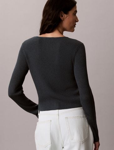 Calvin Klein - Áo Cardigan Nữ Linen Blend Tie Front Cardigan - 4