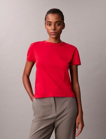 Calvin Klein - Áo thun thời trang nữ Nano Logo Supima Cotton Tee