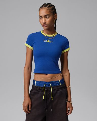 Nike - Áo Tay Ngắn Thể Thao Nữ Jordan Women's Graphic Brazil Crew-Neck Top