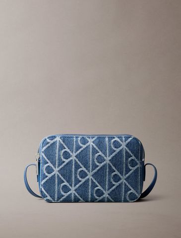 Calvin Klein - Túi Đeo Chéo Nữ Denim Allover Emblem Logo Camera Bag