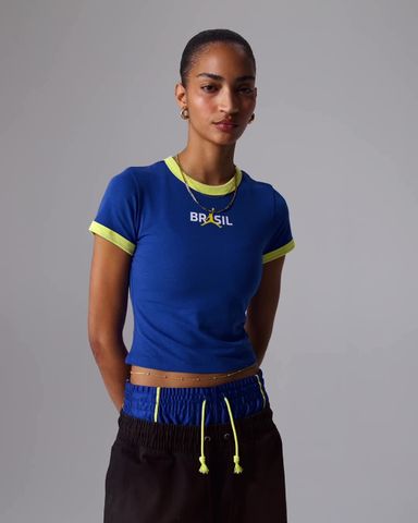 Nike - Áo Tay Ngắn Thể Thao Nữ Jordan Women's Graphic Brazil Crew-Neck Top